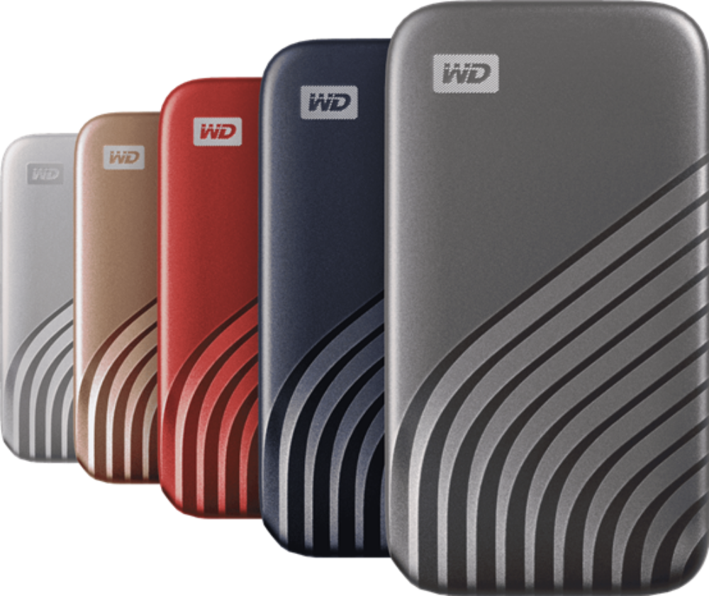 【圖說2】WD My Passport SSD 提供 500GB、1TB、2TB 及 4TB 多種容量；擁有五色時尚金屬外型。