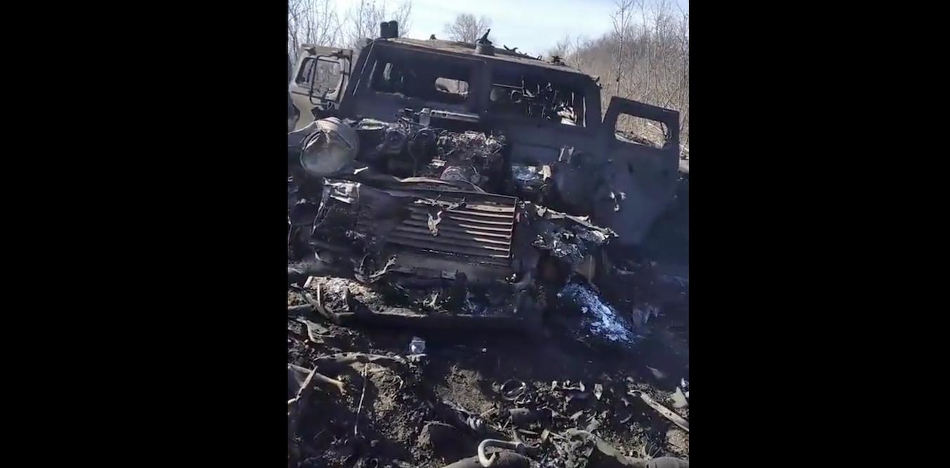 被摧毀的俄軍車輛。