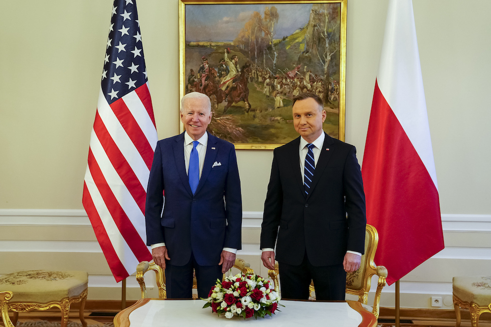 俄烏戰爭期間，美國總統拜登和波蘭總統杜達會晤。