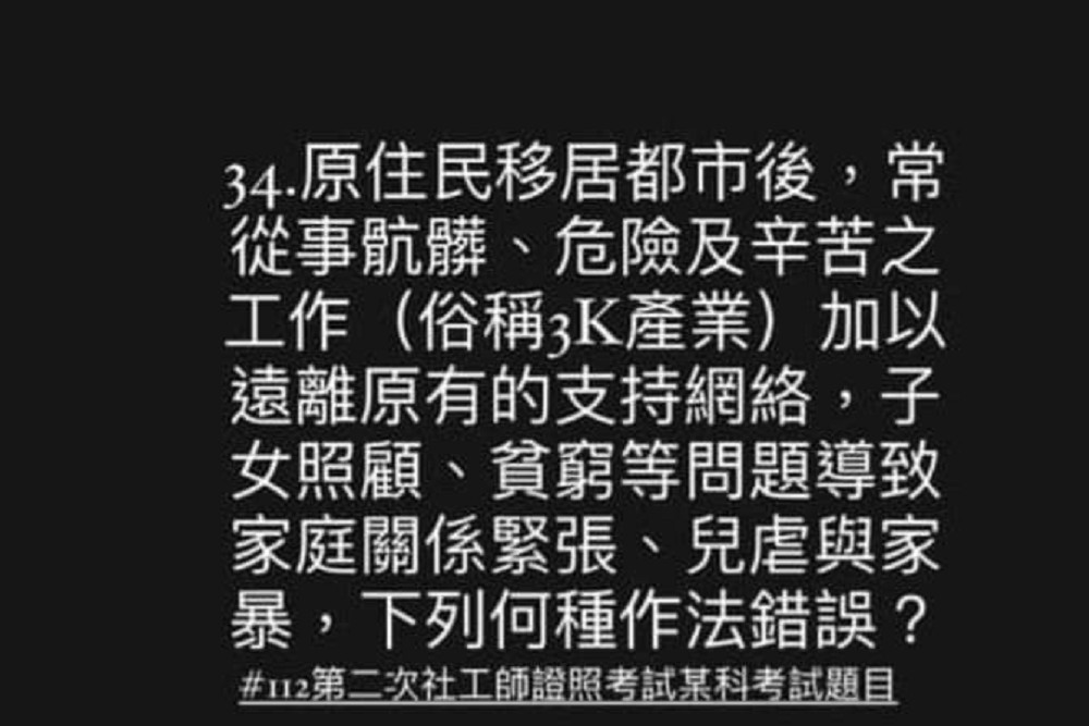 社工師高考題目爆歧視原住民 鄭天財：荒謬的刻板印象 29