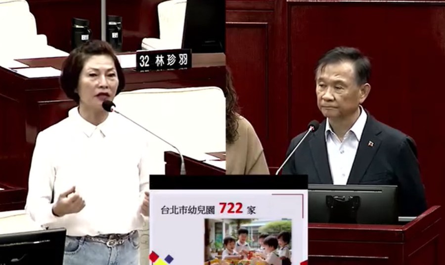 台北市議員汪志冰關心幼兒園違規議題。（翻攝北市議會直播）